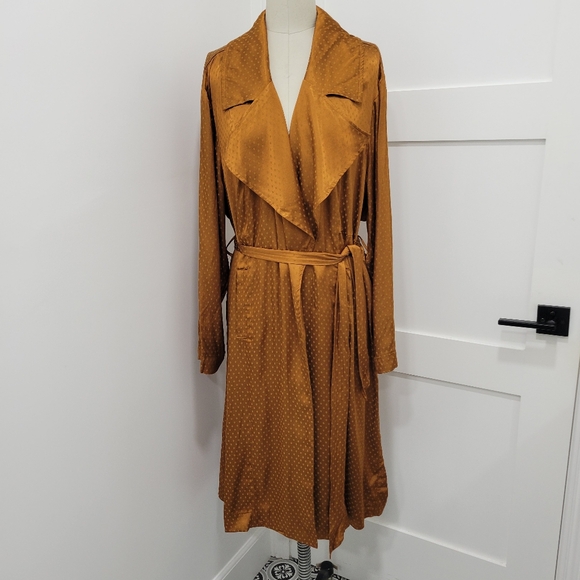 Torrid Women's Copper Dotted Jacquard Self Tie Trench Jacket Trench Coat 18-20 - Picture 4 of 12